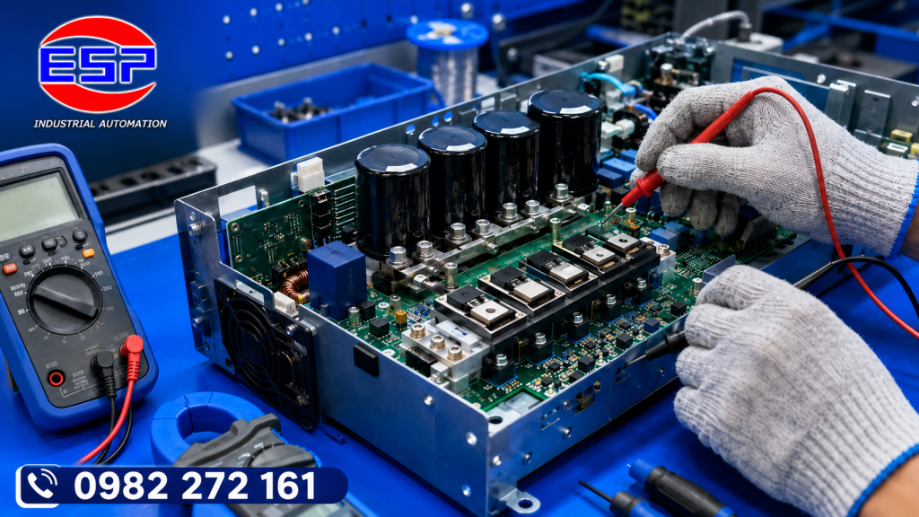 Đo kiểm board nguồn IGBT và tụ DC của biến tần cẩu trục
