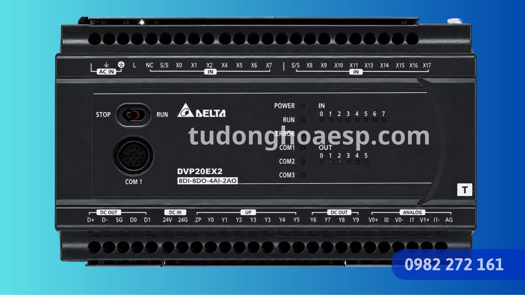 PLC Delta DVP20EX2 sử dụng trong tủ điều khiển công nghiệp