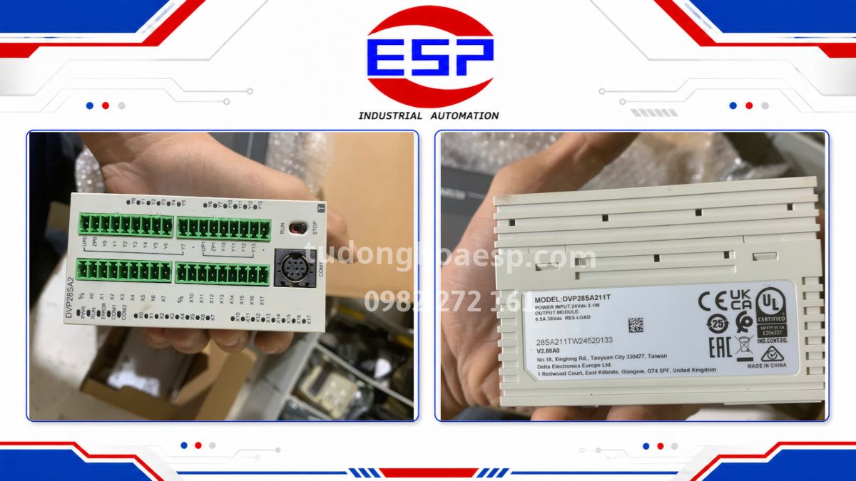 PLC Delta DVP28SA211T minh họa terminal ngõ ra PLC