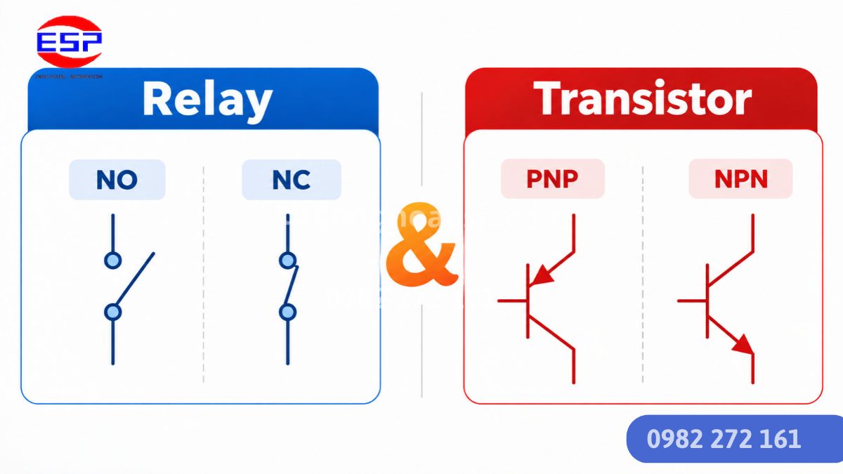 So sánh ngõ ra PLC relay và transistor
