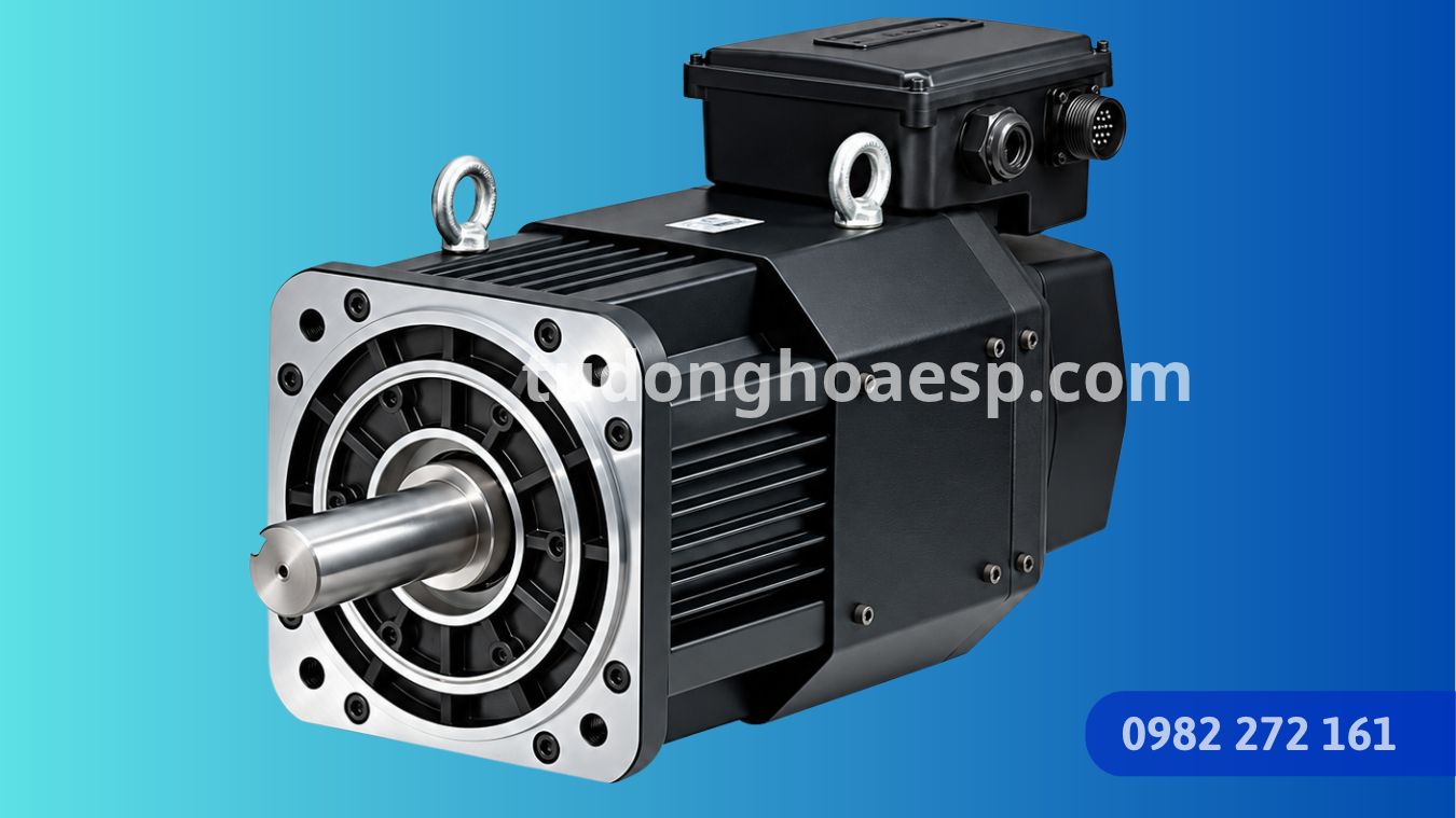 Motor servo được kiểm tra tại xưởng E.S.P, minh họa việc đối chiếu tải và thông số trước khi thay thế